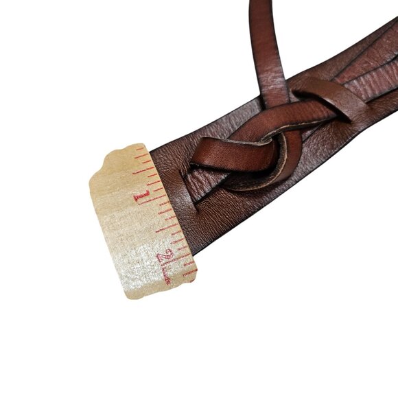 Brown Genuine Leather Adjustable‎ Belt With Knot Design For Women Size M 34 Boho - Picture 10 of 10